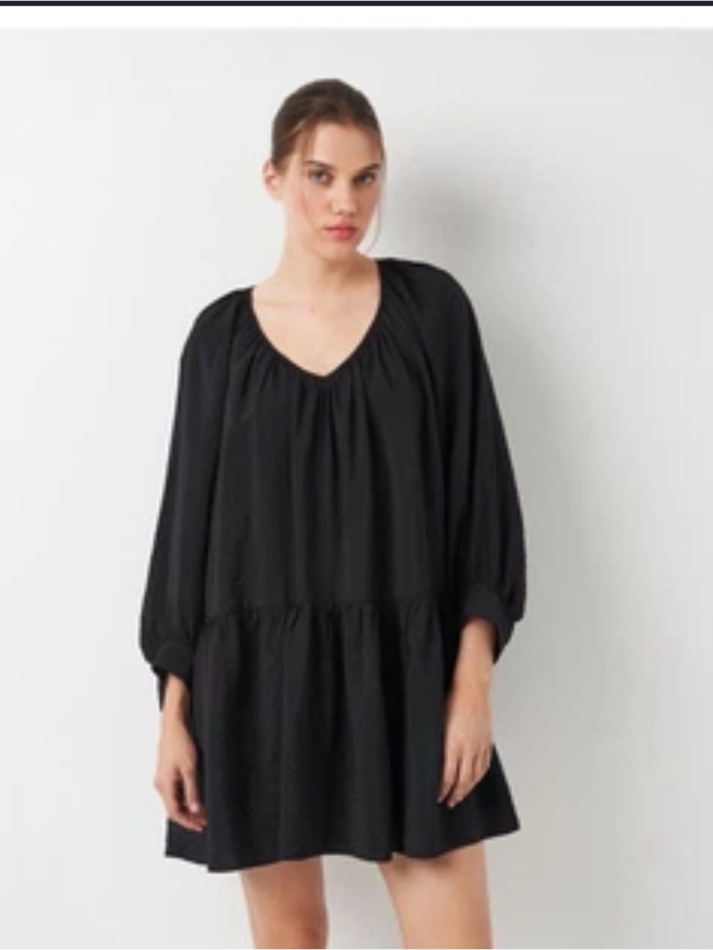 H&M Black V-Neck Tiered Dress